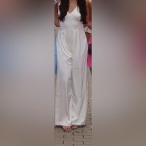 White Satin Jumpsuit